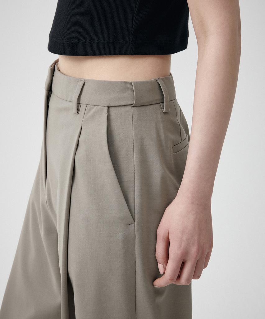 MUSINSA STANDARD WOMAN Women'S Summer Wool Loose Tapered Hidden Banding Slacks [Light Beige]