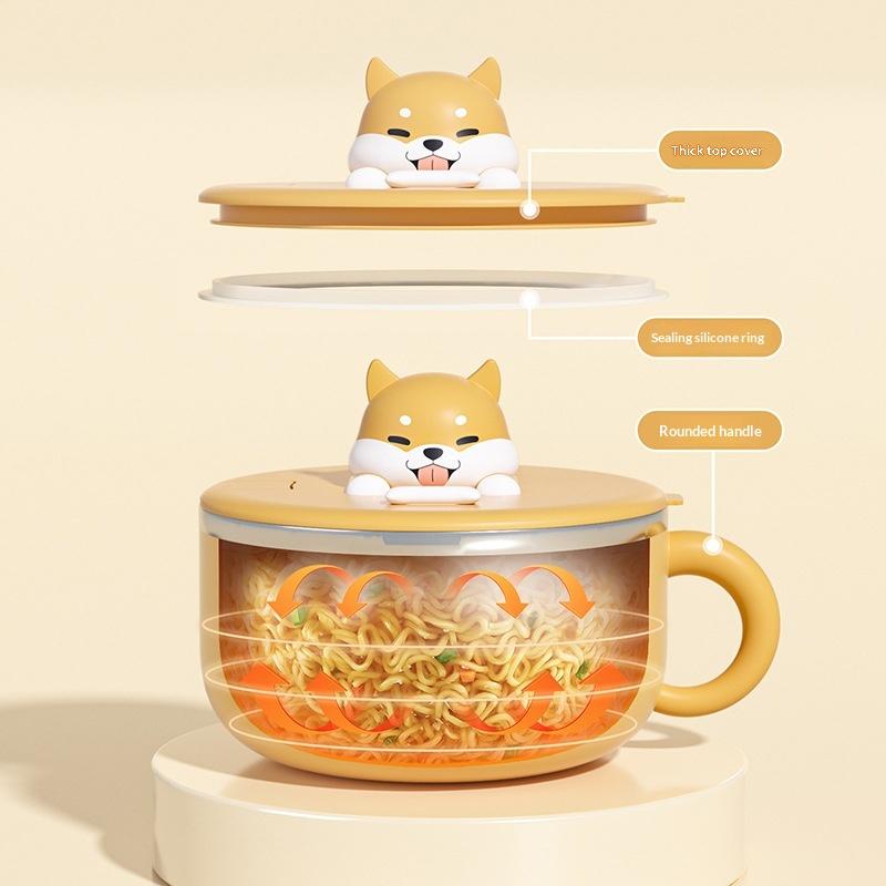 Stainless Steel Instant Noodle Bowl With Lid 1000ml Wide Mouth Food Container for Student Dormitory Fast Heating Meal