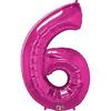 Decorative Balloon - GRABO - 40'' Number 6 - Fuchsia - Automatic Valve - Rechargeable