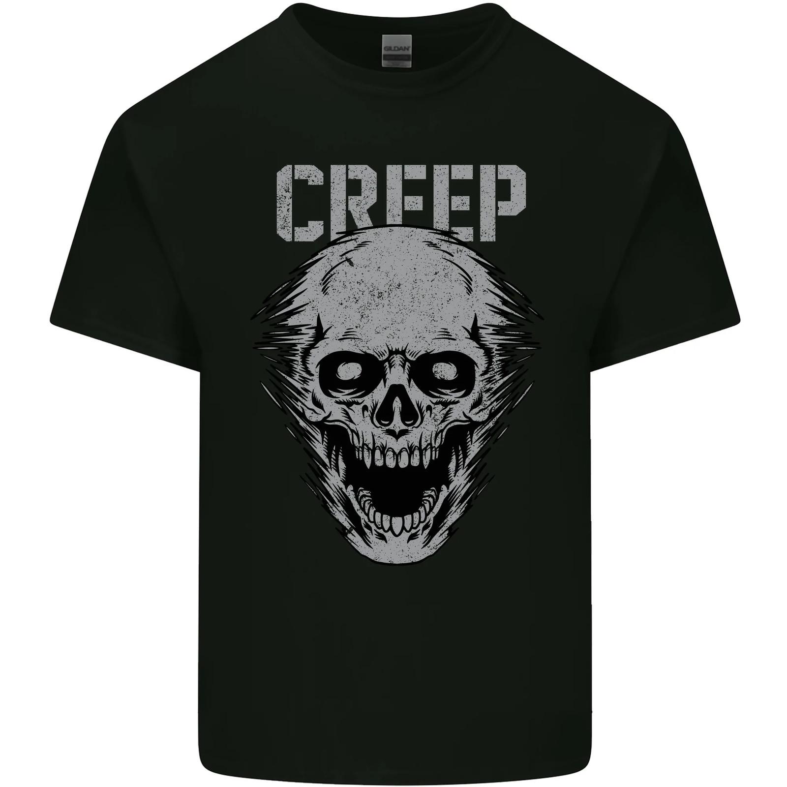 Creep Human Skull Gothic Rock Music Metal Mens Cotton T-Shirt Tee Top S разноцветный
