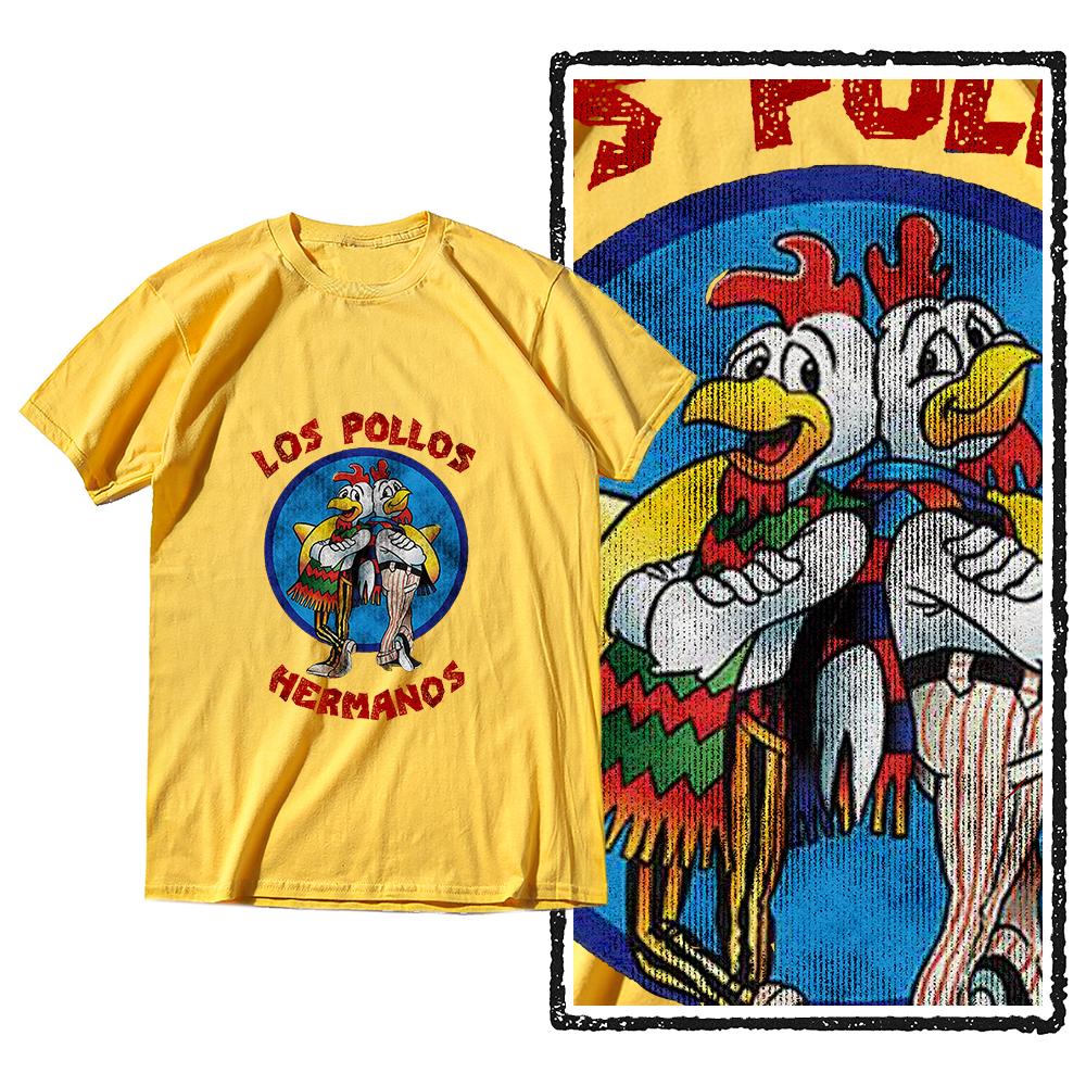 

Summer Short Sleeved Men s High Quality T-shirt 100% Cotton Breaking Bad LOS POLLOS Print Casual Funny T-shirt Male Tees Tops S