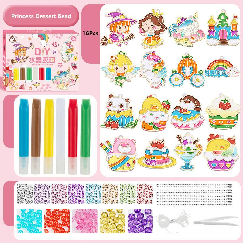 Kids  Childrens DIY Crystal Paint Arts And Crafts Playset DIY Window Paint Art Pendant For Suncatcher Kits Fun Party Activity Art Project