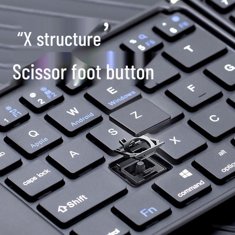 Compact Triple-System Folding Bluetooth Keyboard with Silent Typing and Rechargeable Battery