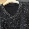 2026 Autunno Inverno Nuovo Maglione da Donna Lavorato a Maglia Perline Vintage Top da Donna Pullover Canotta Senza Maniche Larga Casual