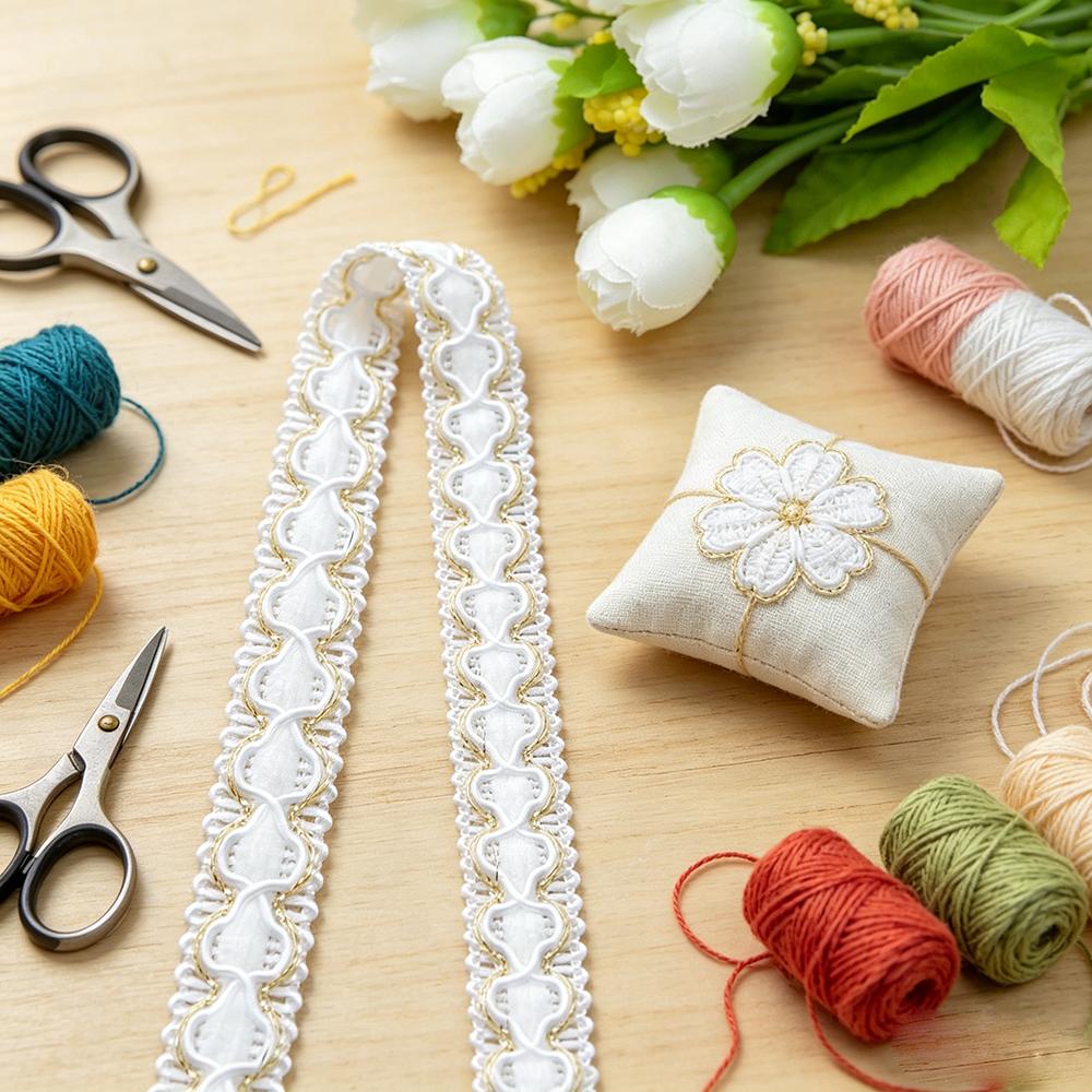 5 meters/16.4ft each pack Wavy Braided Lace Trim Ribbon white Pattern Decorative Fabric Edge for Dress Sewing DIY Craft Wedding Garment Embellishment