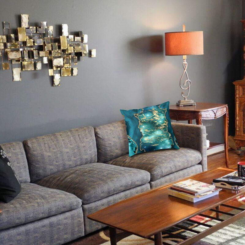 Marble Teal Agate Pattern Cushion Cover 45X45 Home Decor 3D Printing Marble Texture Throw Pillow For Living Room Two Side