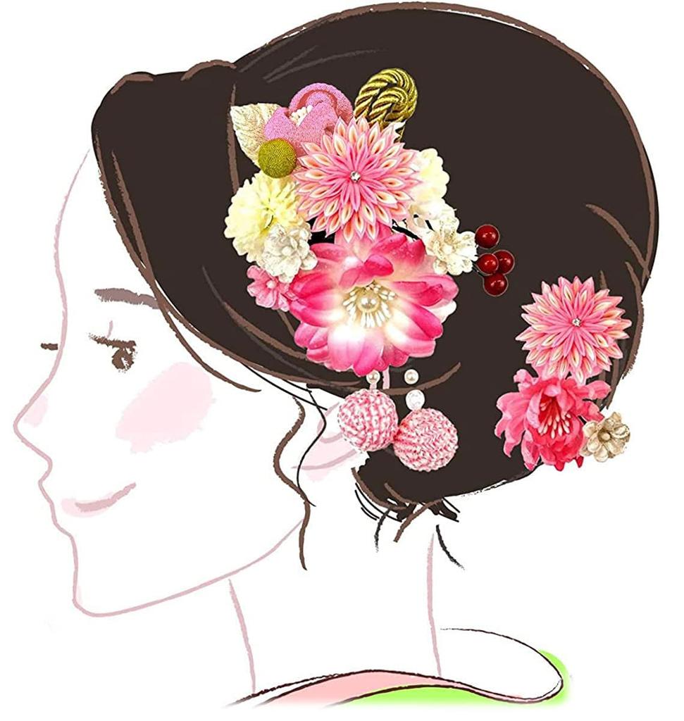 Ozdoba do vlasů květina na obřad [Kyoto Usagido] sada 3 kusů, furisode, dospívání týden 224, krep, tsumami-zaiku
