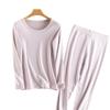 Women's 100% Cotton Antibacterial Long Johns & Underwear Set - Autumn/Winter Warm, Round Neck, Skin-Friendly Base Layer