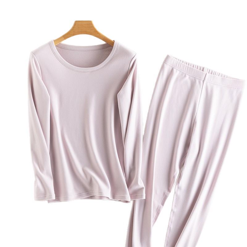 Women's 100% Cotton Antibacterial Long Johns & Underwear Set - Autumn/Winter Warm, Round Neck, Skin-Friendly Base Layer