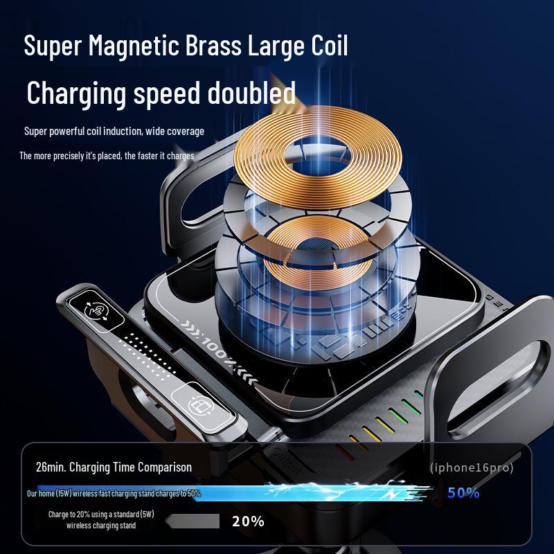 Four-Axis Wireless Car Charger & Phone Holder with Auto-Induction