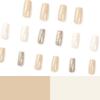 24-teilige abnehmbare French Manicure Nagelsticker: Quadratische Falschnägel & Tips