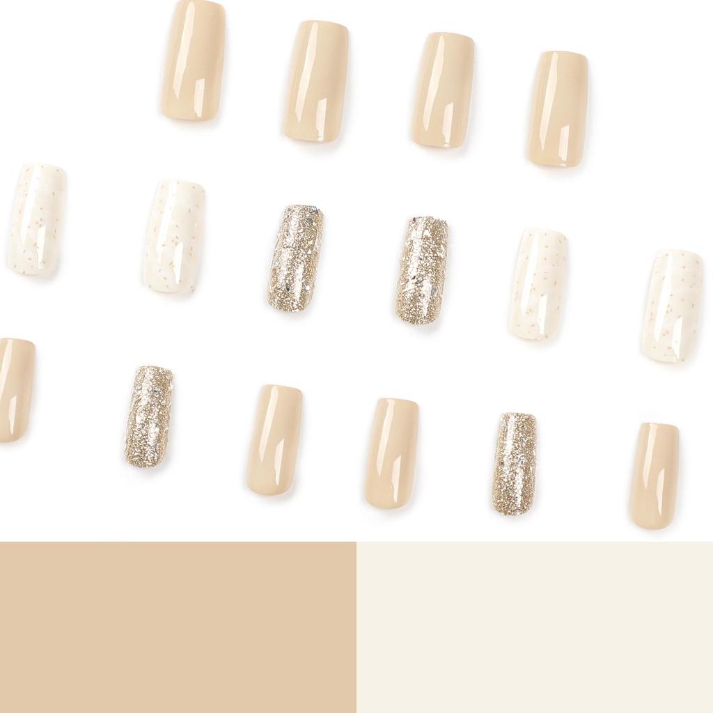 24-teilige abnehmbare French Manicure Nagelsticker: Quadratische Falschnägel & Tips