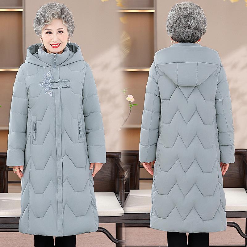 

Grandma s Mid-Length Winter Jacket for Women Aged 60-80 - Thickened Cotton for Elderly Comfort XL (90-105 jin) світло-синій колір