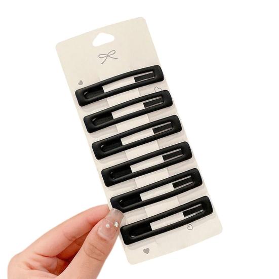 6Pcs Girl Hairpin Matte Color Rectangular Hair Clips Stable Non-Slip BB Clip Face Slimming Versatile Hair Styling Tool