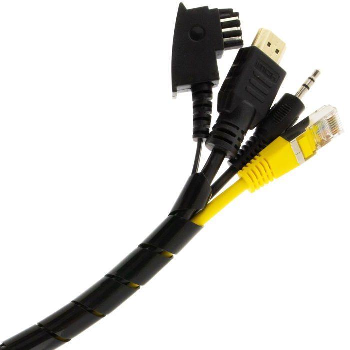 Gaine spirale flexible - matrix - 15542 - 10 m - noir - pour câbles de 20 à 130 mm