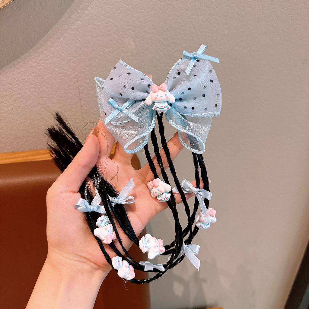 Children's Wig, Girl's Braided Ponytail Hair Tie, Girl's Bow Hair Accessory