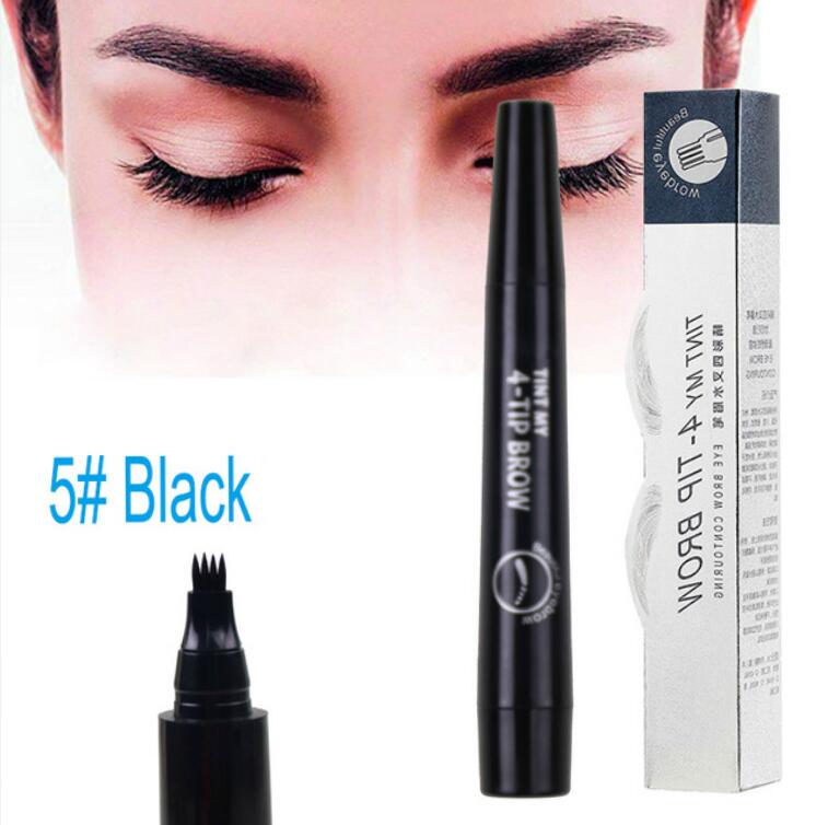 Eyebrow Pen Waterproof Fork Tip 4Head Eyebrow Tattoo Pencil Long Lasting Liquid Eye Brow Pencil