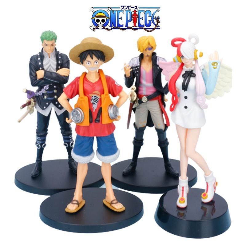 Colored Luffy Zoro Sanji Uta One Piece Film Red Figure Cake Topper Xmas Gifts