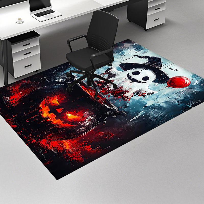 1pc Halloween Ghost with Witch Hat Office Carpet Non Slip Rug, Anime Cartoon Design, Holiday Gift for Home Decor, Living Room, Bedroom,