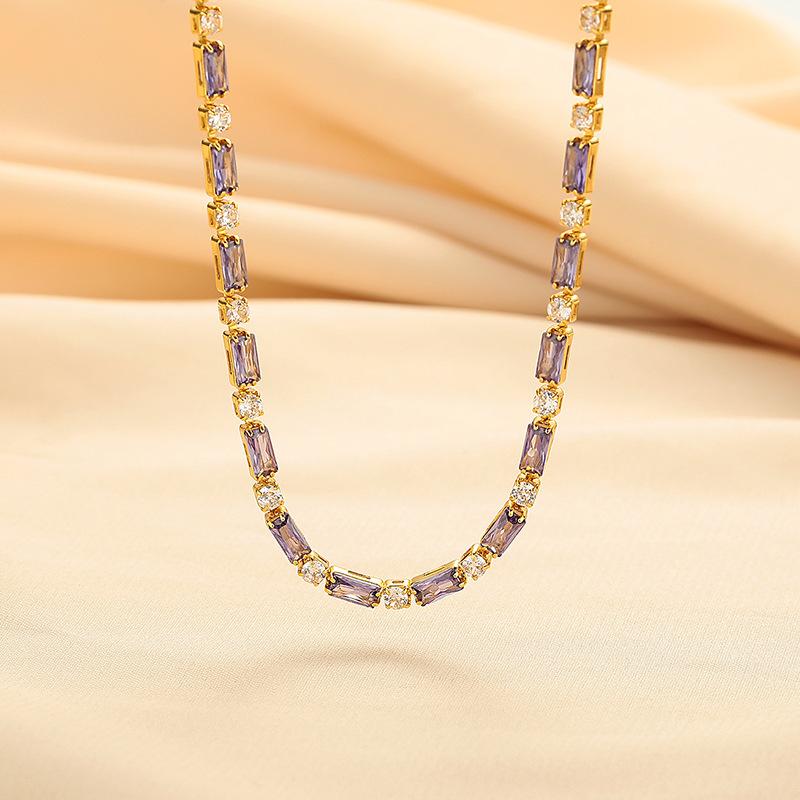 

Purple crystal necklace, women s luxury jewelry