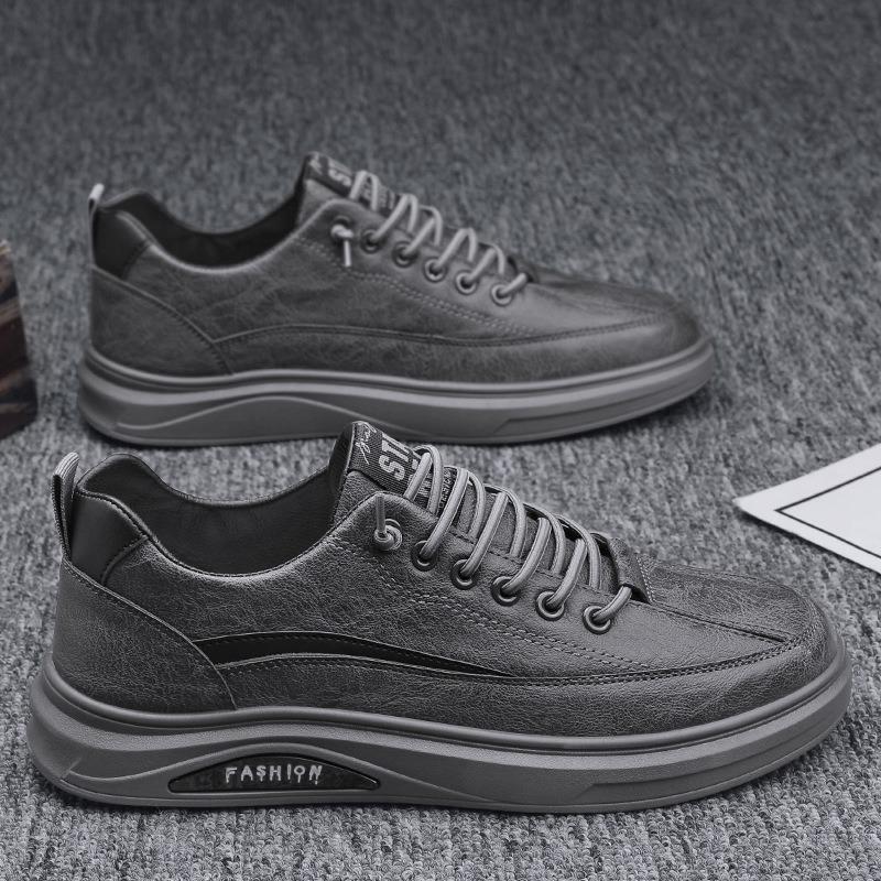 Winter men's shoes new men's sports casual leather shoes student board shoes black autumn and winter chef men