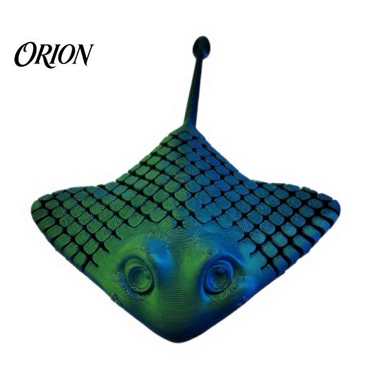 Ocean Sea Animal Figurine 3D Printed Manta Ray Fidget Toy, Articulated Stress Relief Flexible Toy Figurine, Desk Decoration for Home Office зелёный