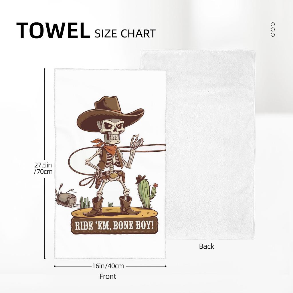 Western Cowboy Skeleton Halloween Cowpoke Soft Face Towel Quick Dry Pool Bath Cotton Towels Absorbent Quick