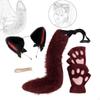 Plush Cat Ears Headband, Claws Gloves and Tail Set Costume Accessories for Party