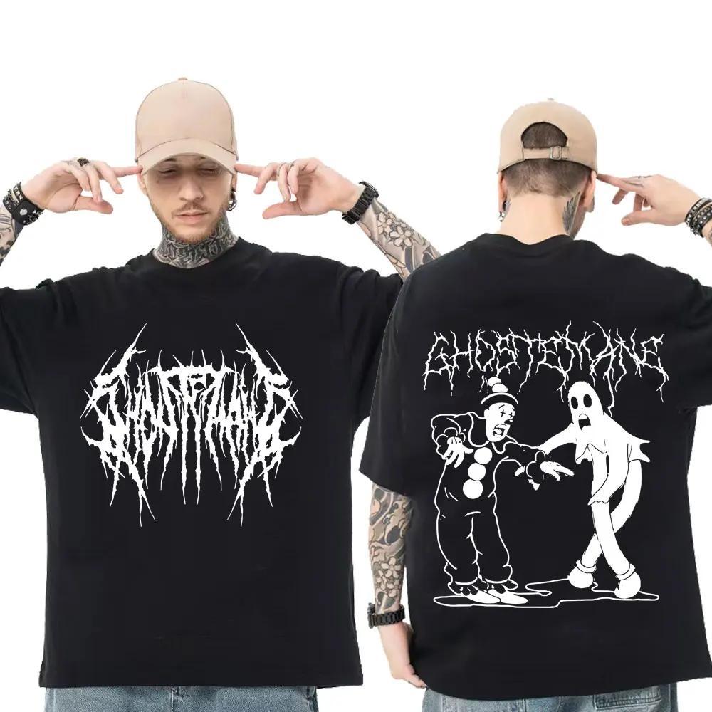 Men s  Ghostemane  Death Metal Font & Clown Ghost Print Tee, Gothic Streetwear Oversized T-Shirt L чёрный