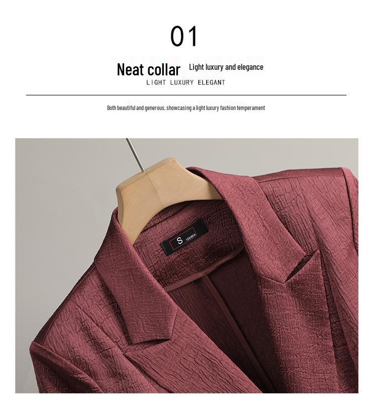 Zihong Women's Angola Red Seven-Sleeve Spring Blazer - High-End, Waist-Hugging Design