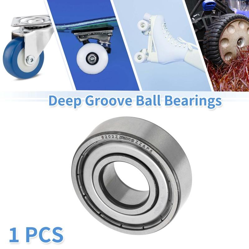 Motoforti 6202ZZ Deep Groove Ball Bearings P5 15x35x11mm Lubricated Bearings Double Metal Seal Scooter Skateboard Wheel