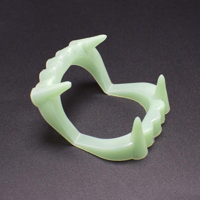 5Pcs Halloween Vampire Fake Teeth Glow Luminous Dentures Halloween Party Night Glow Prop Masquerade Cosplay Zombie Teeth