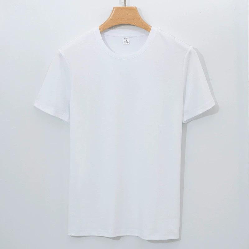 Pure Cotton High-count Mercerized Cotton T-shirt Long-staple Cotton Crew Neck Solid Color Thin Cool-wrinkle Short-sleeve T-shirt for Men