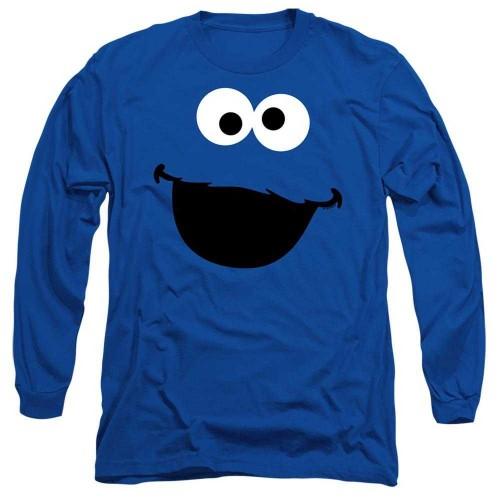 Sesame Street Unisex Adult Cookie Monster Face Long-Sleeved T-Shirt