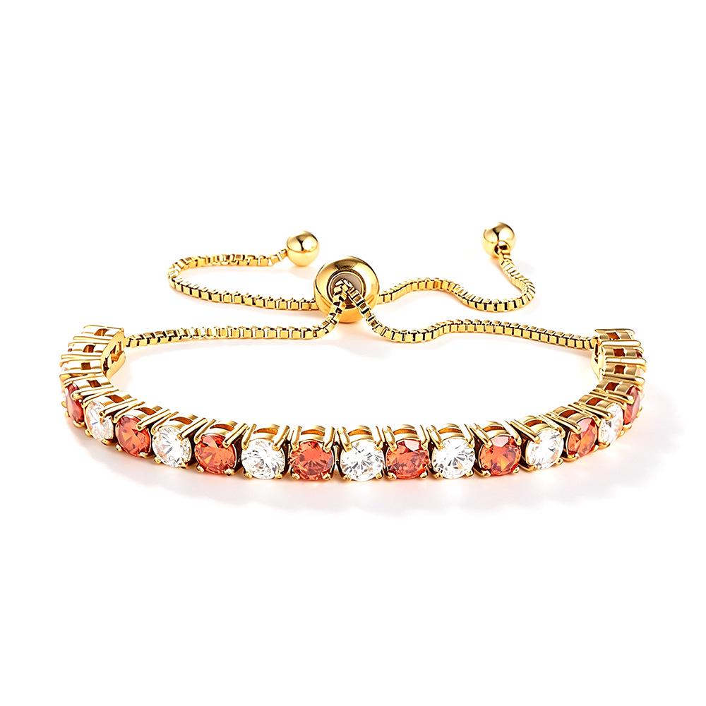 Elegant 4mm Zircon Women's Adjustable Stainless Steel Bracelet