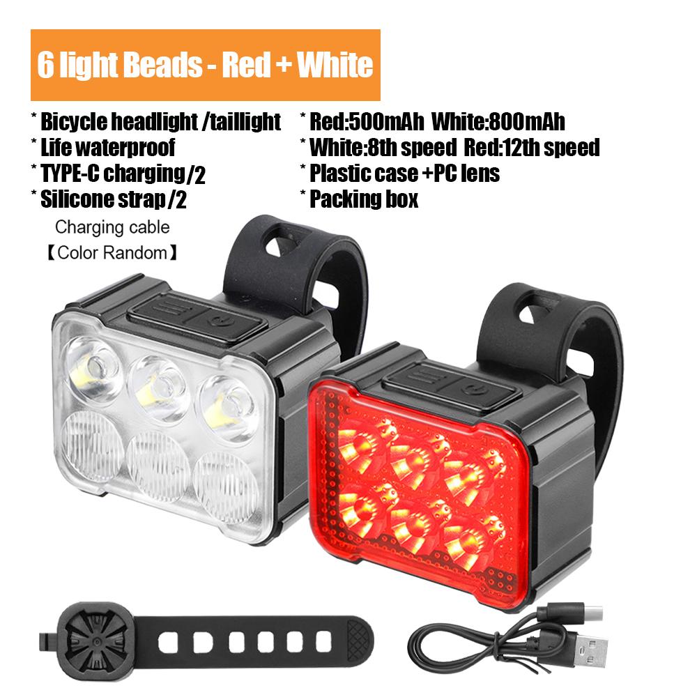 Bicycle Lights Rechargeable Bike Headlight Taillight Bicycle Front Rear Light Cycling Lantern MTB Bike Lamp for Night Riding