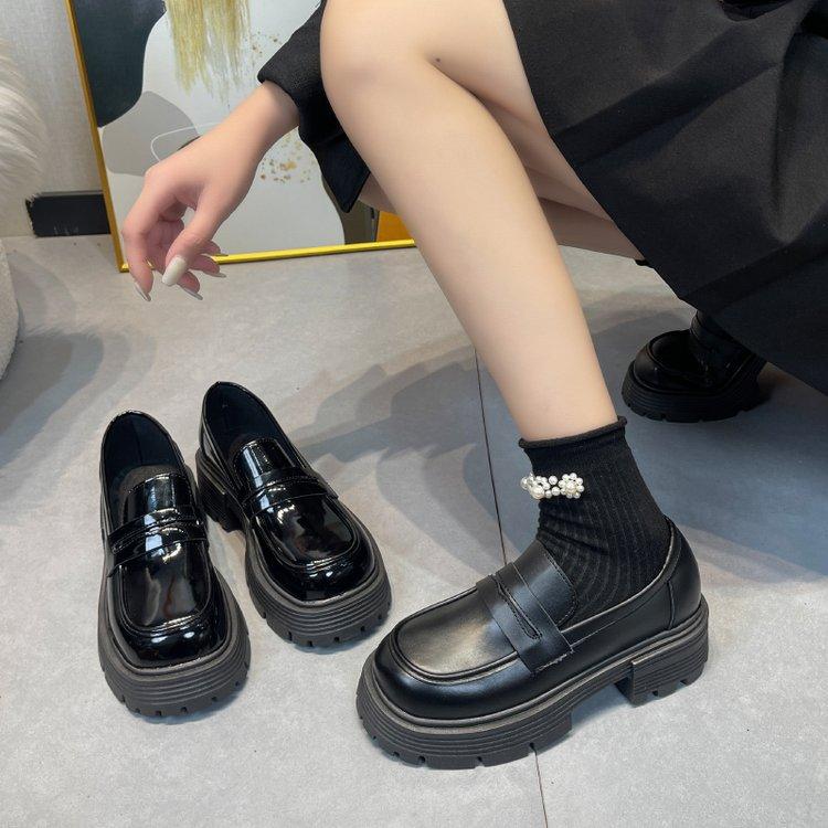 Fashion British Wind Spring and Summer New Small Leather Shoes Female Autumn and Winter New Thick Soles All Match Mary Jane Loafers