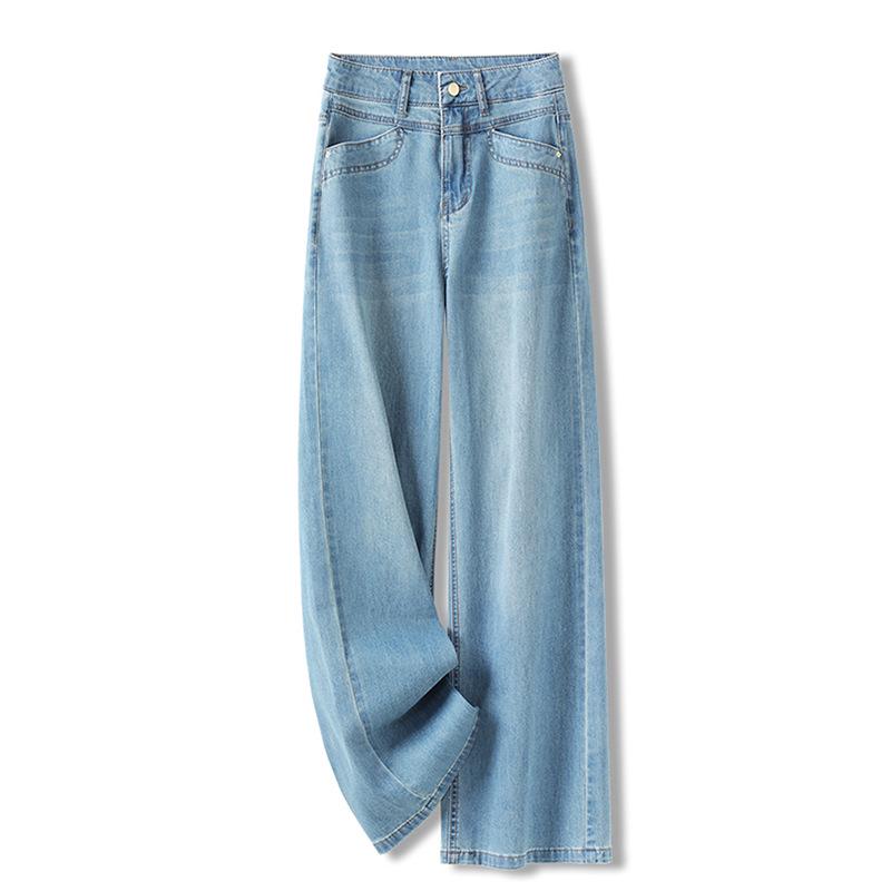 

Women s Light Blue High-Waisted Wide-Leg Jeans - 2025 Summer Slimming Style 2XL 30 [suitable for 125-135 kg]