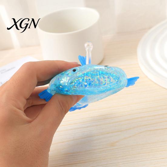 Healing Sensory Toy Lantern Fish Sugar Ball Clear Glitter Sea Squeeze Fidget Stress Soft Stretch Anxiety Relief Hand Relaxation Tool