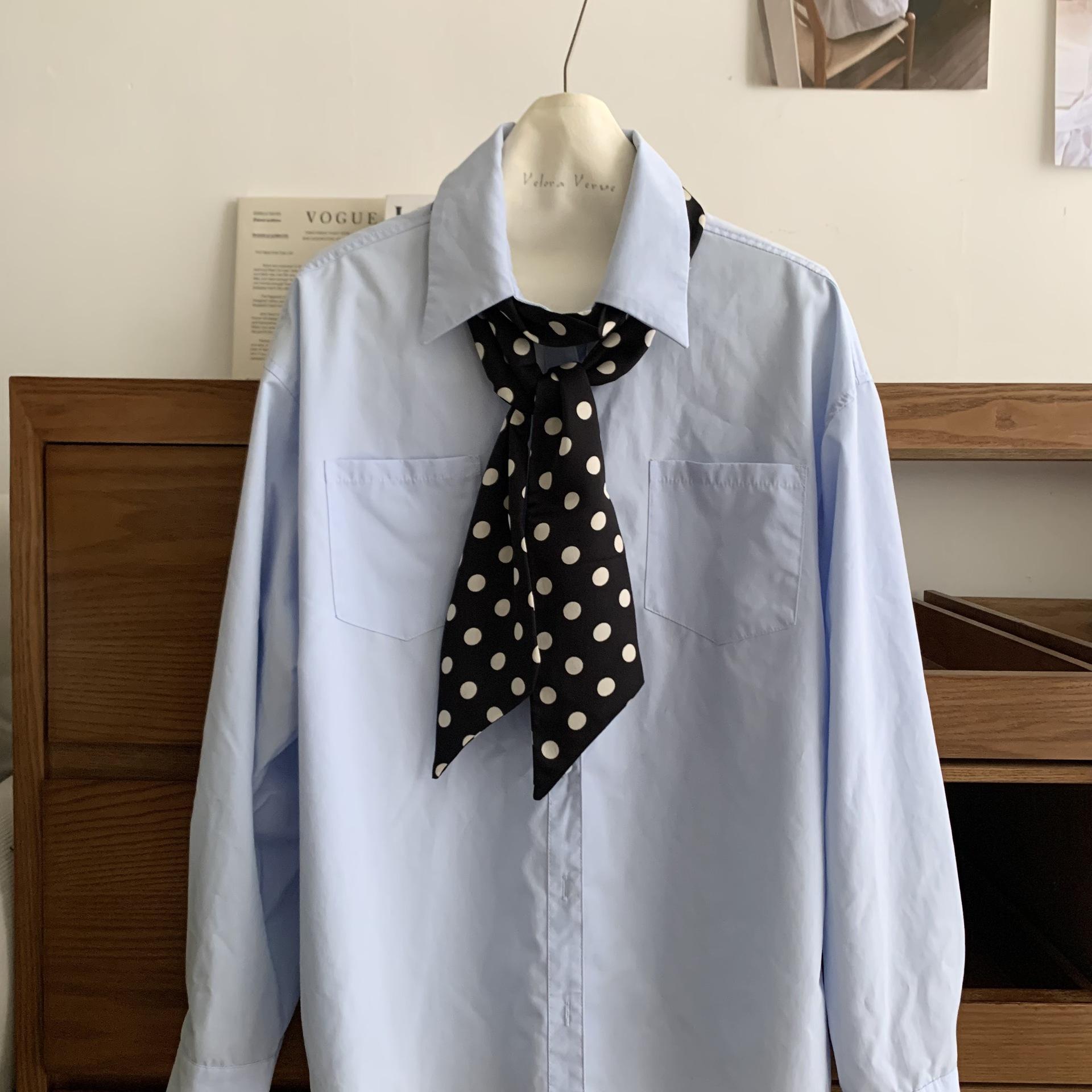 Polka dot control! Trendy polka dot French versatile silk scarf, spring and summer new extended imitation silk thin scarf scarf scarf South Korea
