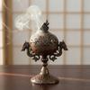 Vintage Alloy Incense Burner Hollow Out Handmade Sandalwood Incense Burner Double Dragon with Lid Aromatherapy Stove