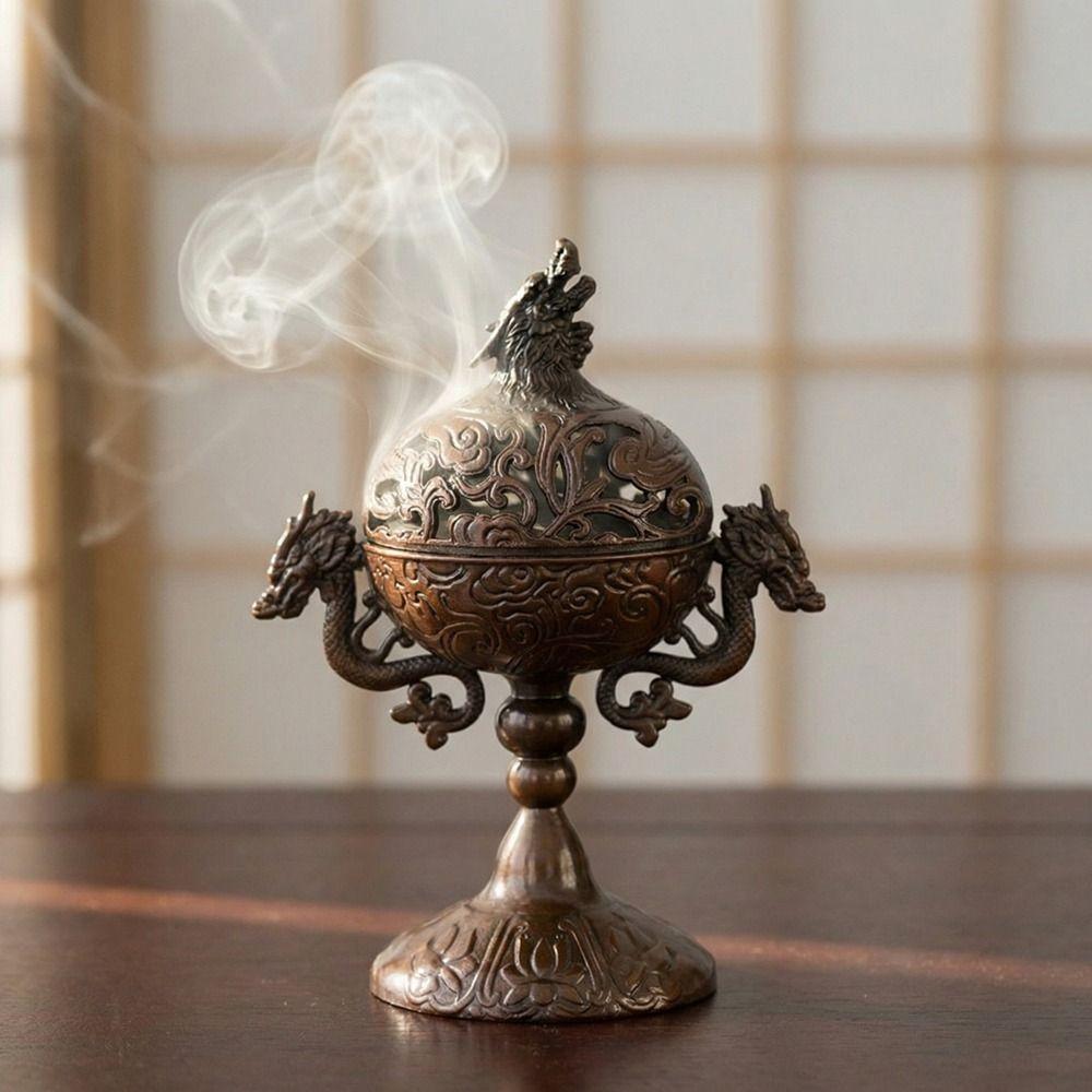 Handmade Zinc Zinc Alloy Incense Burner Hollow Out Sandalwood Incense Burner  Office Decoration