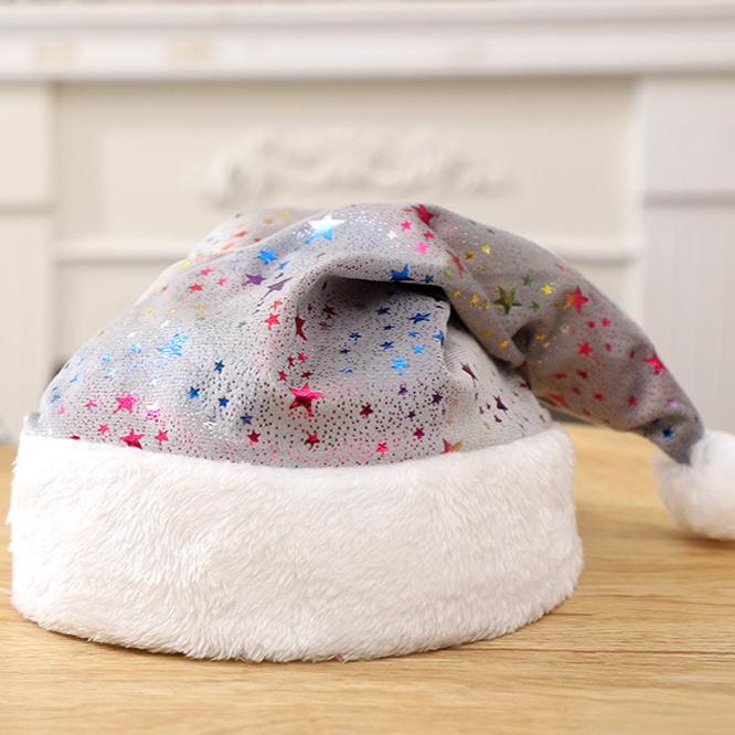 

Christmas Hat New Style Red Super Soft Gold Plated Colorful Stars Adult Christmas Hat Festive Party Dress Up Hat 40x30CM