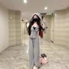 2025 Trendy Pink Striped Casual Outfit for Women: Two-Piece Petite Set for Early Autumn