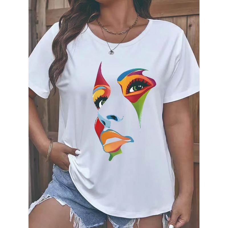 

European sizes Women S Short-Sleeve T-Shirt for, Loose-Fitting Summer Korean Style, Half-Sleeve Black Top with a Round Neck 4XL білий