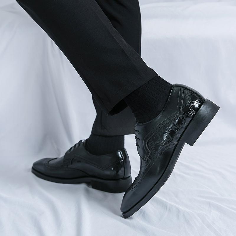 Large size formal derby shoes men's fashion solid color suit leather shoes British style business casual leather shoes