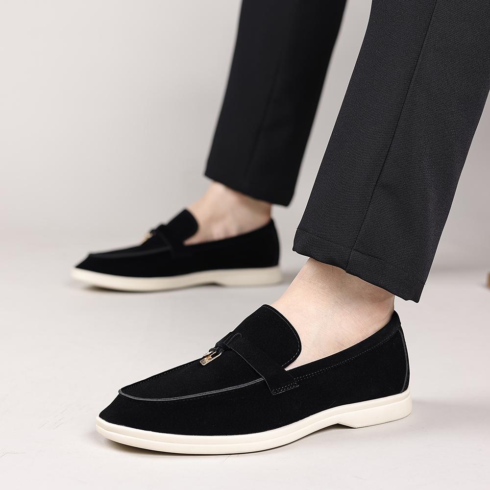 

Loafers Men Shoes Brand Casual Flat Shoes Cashmere Single Man Walking Non Slip Chaussure Zapatos De Mujer Fashionable Mens 39 чёрный
