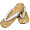 Edoten Geta Sandals, Yellow Tatami Embossed, Made in Japan, Light Sole (Double Core), White Strap, Size L (Large)