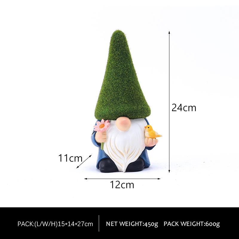 Cartoon Garden Flocking Goblin Resin Ornament Cute Faceless Doll Dwarf Statue Garden Bonsai