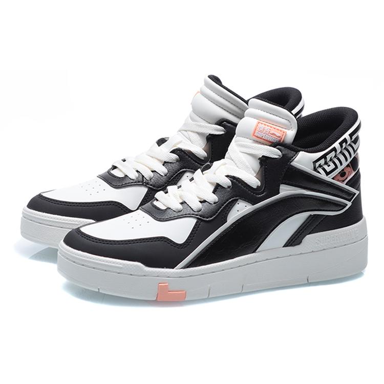 Disney x Li Ning Wave Superwave Mid Casual Mid top Skateboard Shoes Women's Black White AGCQ238-2